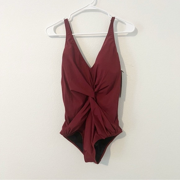 NWT NEW Gottex Contour One Piece Swimsuit Merlot Size 14 - Picture 2 of 9
